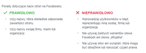 dozwolone i niedozwolone nazwy na facebook